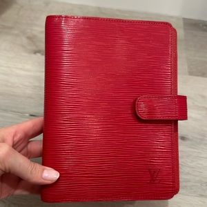 Louis Vuitton Red Epi Leather Small Ring Agenda Cover